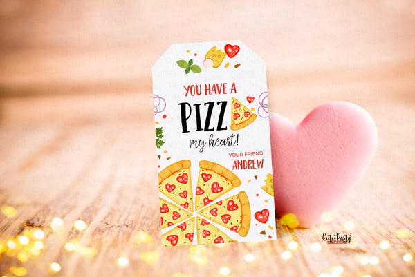 Valentine's Day You Have a Pizza My Heart Favor Tags - Digital Download