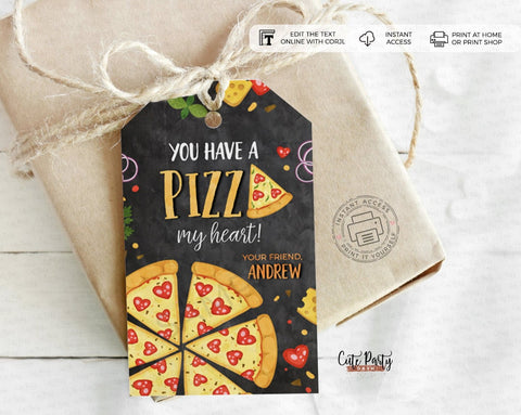 Valentine's Day You Have a Pizza My Heart Favor Tags - Digital Download