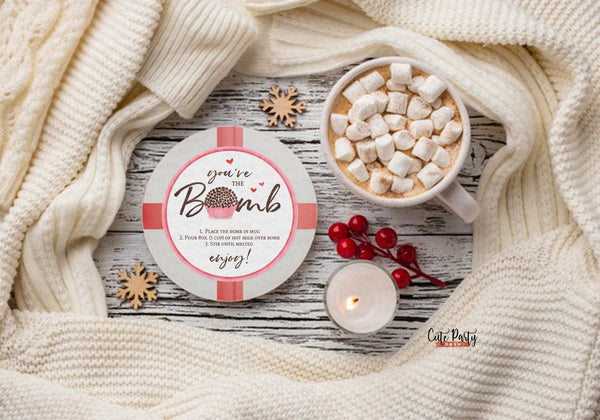 Valentine Hot Chocolate You're the Bomb Gift Tag - Digital Download