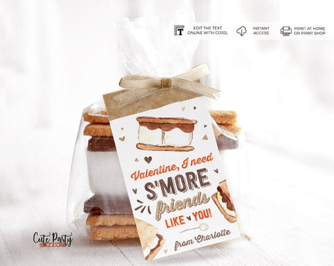 Valentine S'more friends like you Valentine's  Day Gift Tag - Digital Download