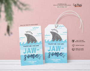 Valentine Shark You are Jawsome Gift Tag - Digital Download