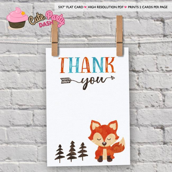 Woodland Fox Birthday Party Invitations - Digital Download - Cute Party Dash