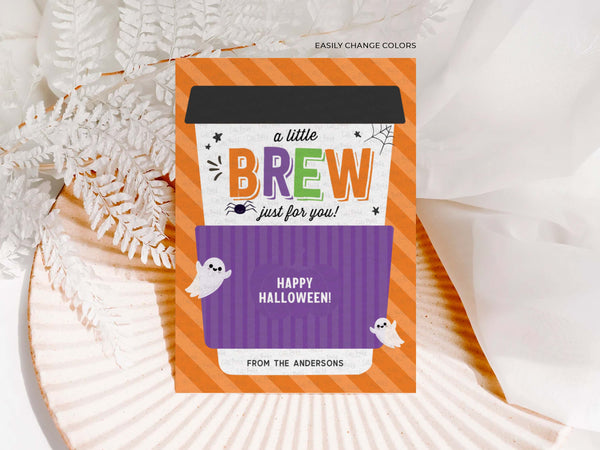 Editable Fall Harvest Teacher Halloween Coffee Gift Card Holder template- Digital Download