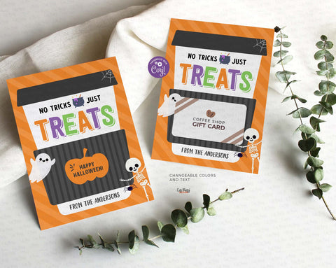 Editable Fall Harvest Teacher Halloween Coffee Gift Card Holder template