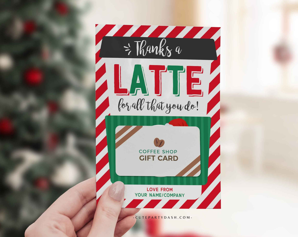 Christmas Thanks a Latte Christmas Coffee Gift Card Holder template ...