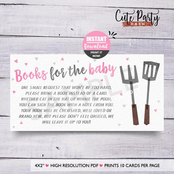 Pink BBQ Baby Shower Diaper Raffle Printable Card - Digital Download - Cute Party Dash