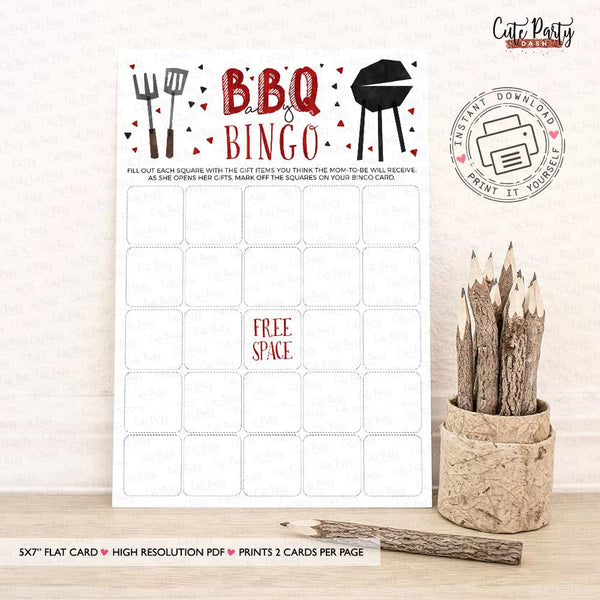 BBQ Baby Shower Books for the Baby Printable Card - Digital Download - Cute Party Dash