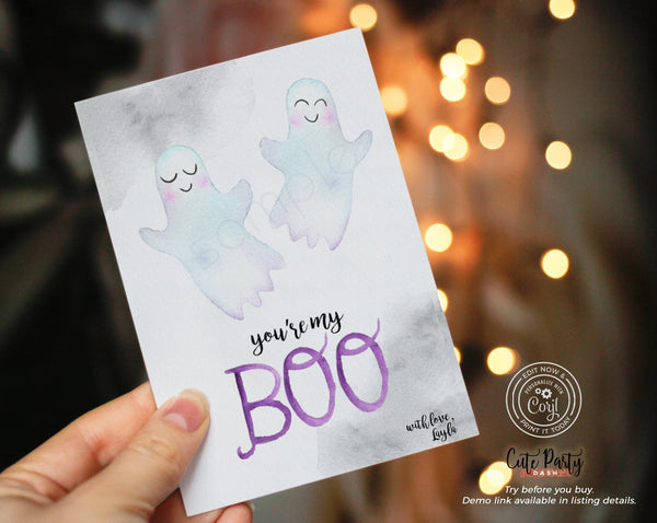 You're my boo Halloween Greeting card - Digital Download - Cute Party Dash