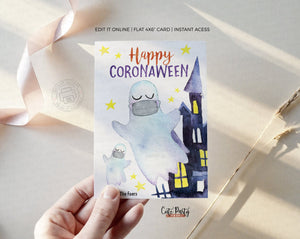 Happy Coronaween Card printable Halloween Greeting Cards - Digital Download