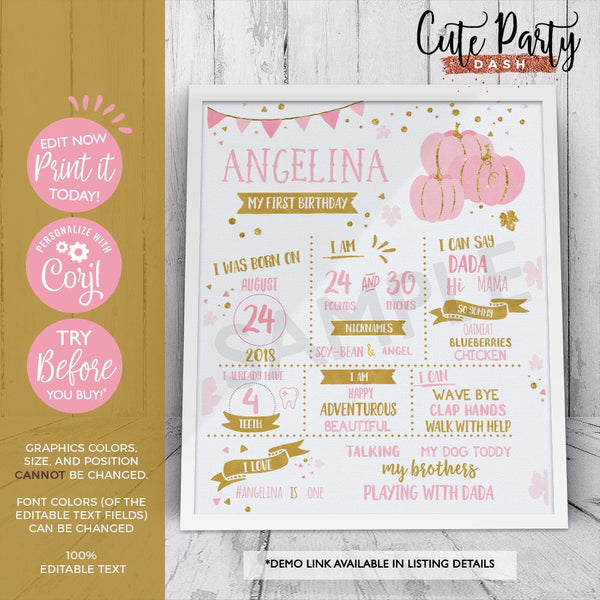 Our Little Pumpkin Birthday Invitation girl - Digital Download - Cute Party Dash