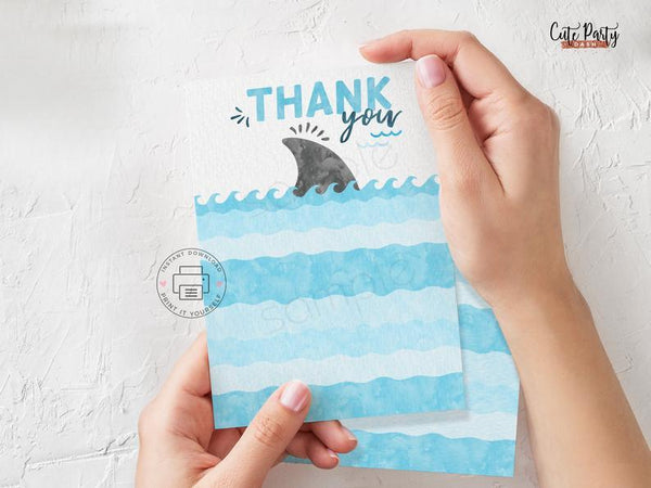 Shark Birthday Party Invitation- Digital Download - Cute Party Dash