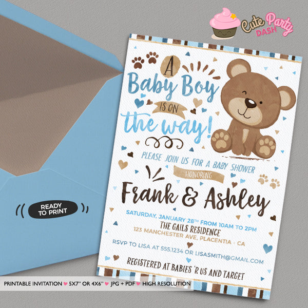 Little Brown Bear Baby Shower Printable Decorations - Digital Download