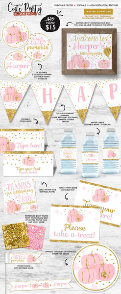 Our Little Pumpkin Birthday Invitation girl - Digital Download - Cute Party Dash